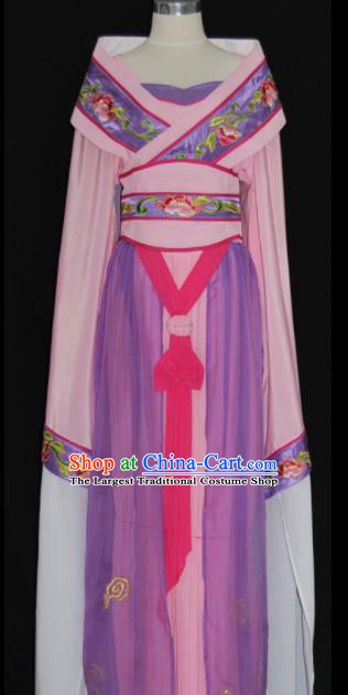 Chinese Traditional Beijing Opera Princess Purple Dress Ancient Peri Embroidered Costume for Women