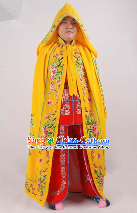 Chinese Traditional Beijing Opera Diva Embroidered Yellow Cloak Ancient Imperial Concubine Costume for Women