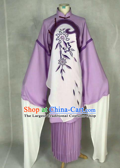 Traditional Chinese Peking Opera Court Maid Embroidered Purple Dress Ancient Maidservants Costume for Women