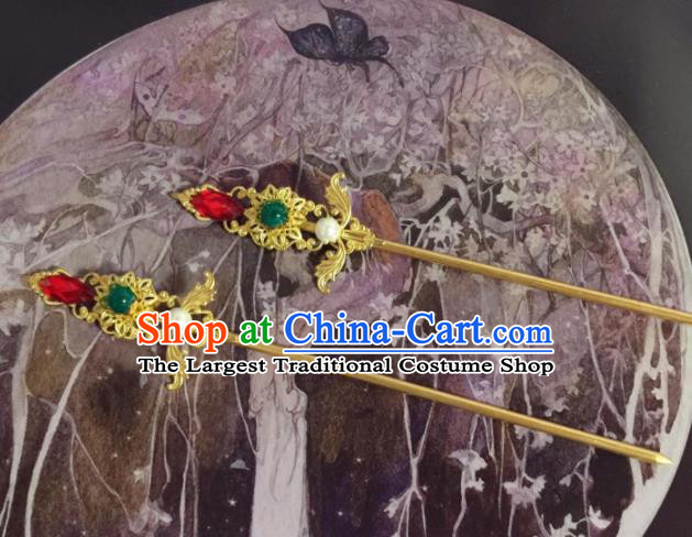 Chinese Ancient Princess Brass Hairpins Traditional Hanfu Hair Accessories for Women