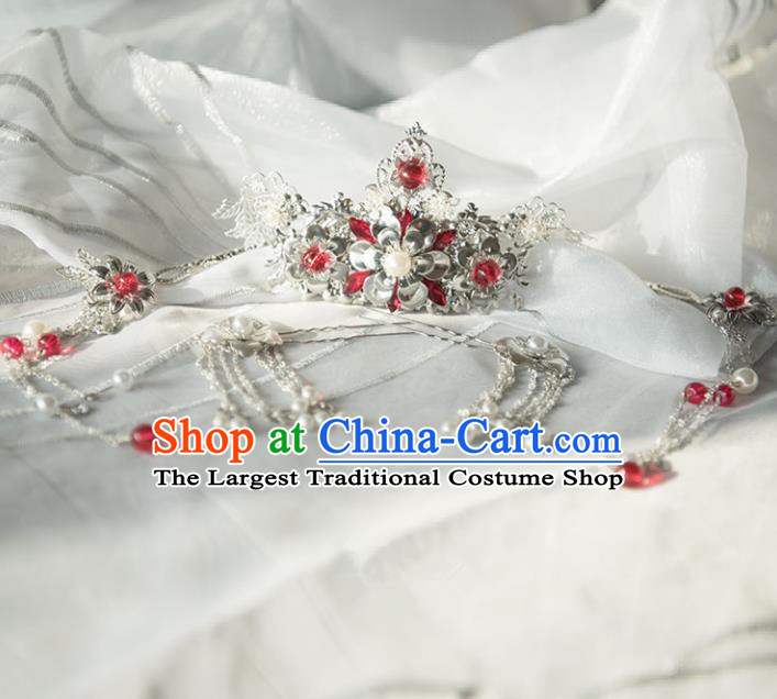Chinese Ancient Princess Hair Coronet Tassel Hairpins Traditional Hanfu Hair Accessories for Women