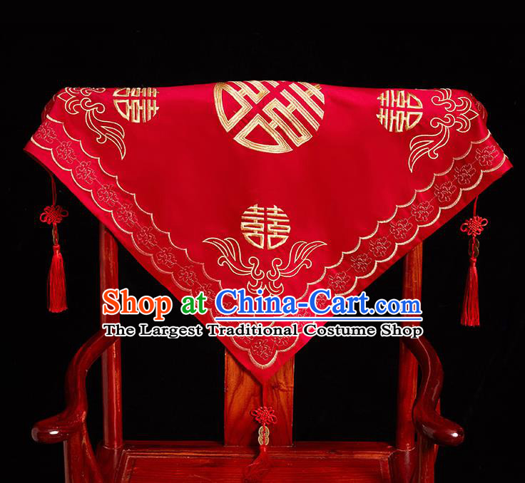 Chinese Ancient Wedding Headdress Bride Embroidered Red Curtain Traditional Handmade Red Veil for Women