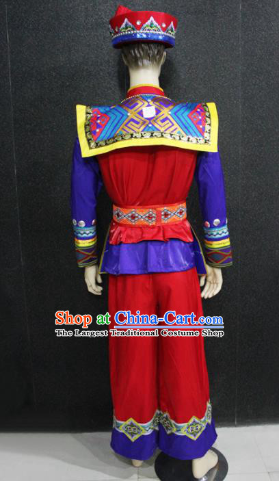 Chinese Traditional Ethnic Folk Dance Costume Zhuang Nationality Festival Bridegroom Clothing for Men