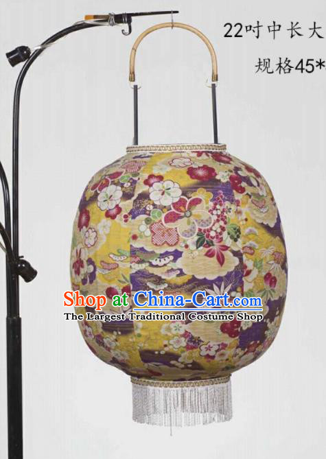 Chinese Traditional New Year Hanging Lantern Handmade Printing Flowers Yellow Palace Lanterns