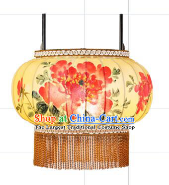 Chinese Traditional Hanging Lantern Handmade Painting Peony Palace Lanterns