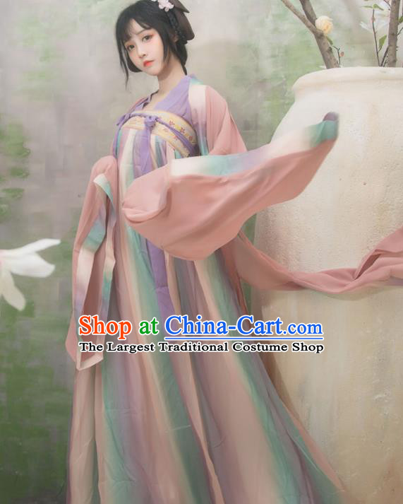Chinese Ancient Peri Hanfu Dress Tang Dynasty Palace Princess Traditional Historical Costume for Women