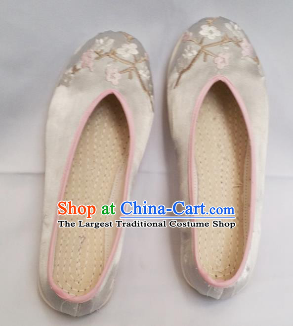 Chinese National Blue Silk Shoes Traditional Cloth Shoes Hanfu Shoes Embroidered Shoes for Women