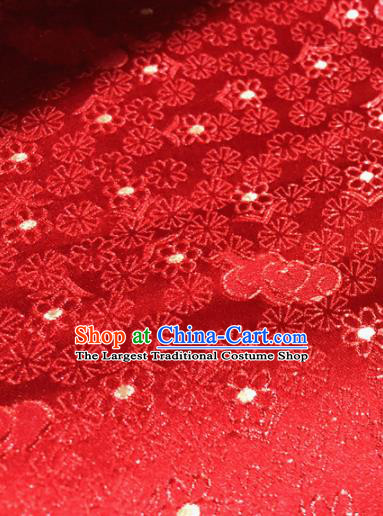 Chinese Traditional Buddhism Flowers Pattern Design Red Brocade Silk Fabric Tibetan Robe Fabric Asian Material