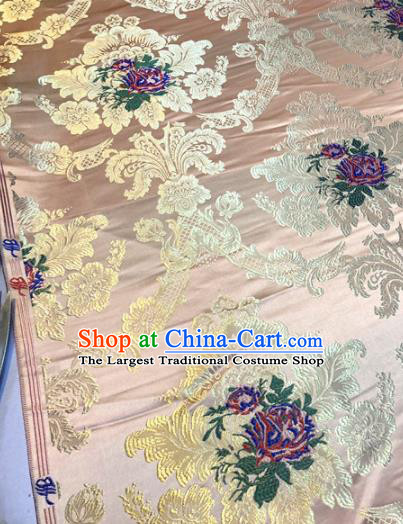 Chinese Traditional Buddhism Roses Pattern Design Pink Brocade Silk Fabric Tibetan Robe Satin Fabric Asian Material