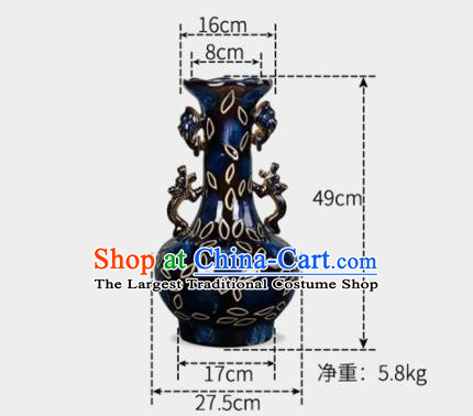 Chinese Jingdezhen Ceramic Blue Enamel Vase Handicraft Traditional Porcelain Vase