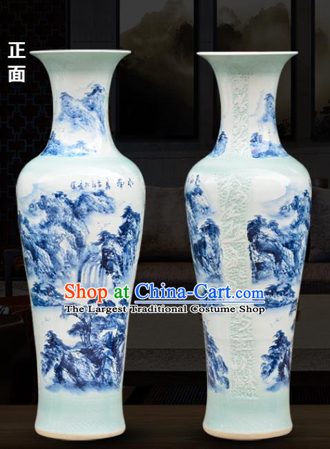 Chinese Traditional Printing Mountains Enamel Vase Jingdezhen Ceramic Handicraft