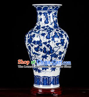 Chinese Jingdezhen Ceramic Craft Twine Pattern Fishtail Vase Enamel Handicraft Traditional Porcelain Vase