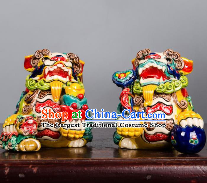 Chinese Traditional Pi Xiu Decoration Enamel Pi Yao Crafts Jingdezhen Ceramic Handicraft