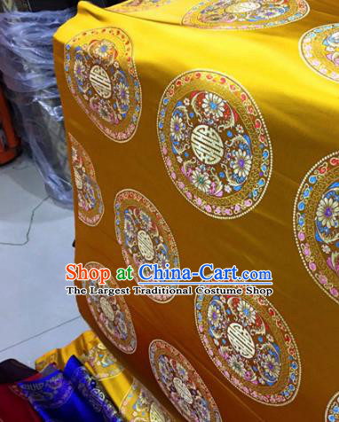 Chinese Traditional Buddhism Lotus Pattern Golden Brocade Silk Fabric Tibetan Robe Satin Fabric Asian Material