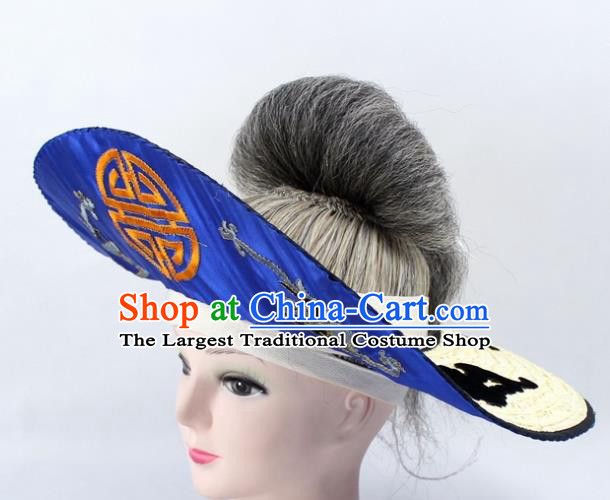 Chinese Ancient Fishermen Royalblue Hat Traditional Peking Opera Old Male Headwear for Men