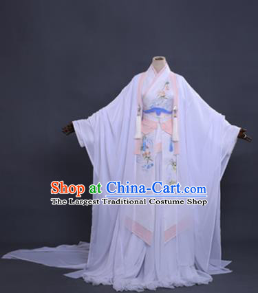 Traditional Chinese Cosplay Princess Costume Ancient Swordswoman White Hanfu Dress for Women