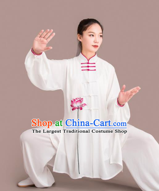 Chinese Traditional Kung Fu Competition Embroidered Lotus Costume Martial Arts Tai Chi Clothing for Women