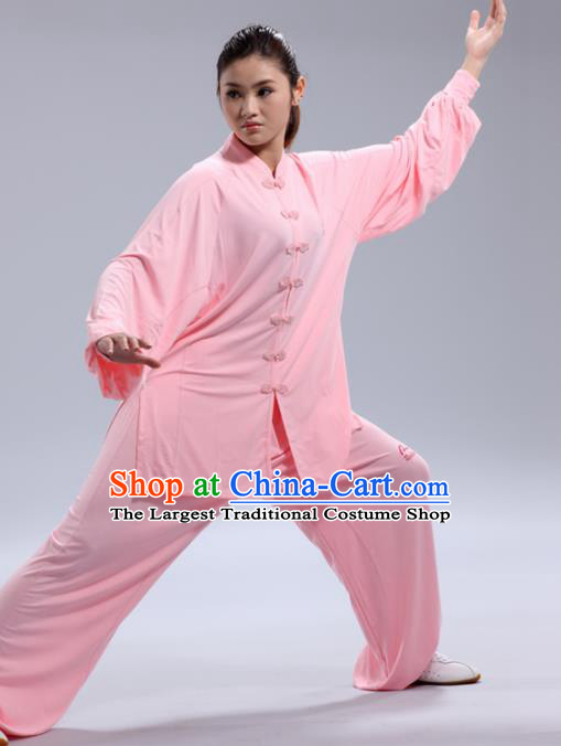 Chinese Traditional Kung Fu Pink Costume Martial Arts Tai Chi Clothing for Women