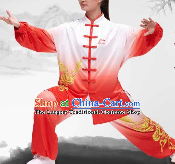 Chinese Traditional Kung Fu Competition Red Costume Martial Arts Tai Chi Clothing for Women