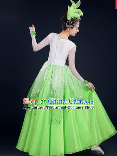 Chinese Traditional Opening Dance Green Dress Spring Festival Gala Stage Performance Costume for Women