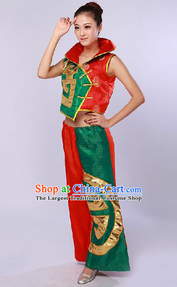 Chinese Traditional Drum Dance Red Clothing Folk Dance Stage Performance Clothing for Women