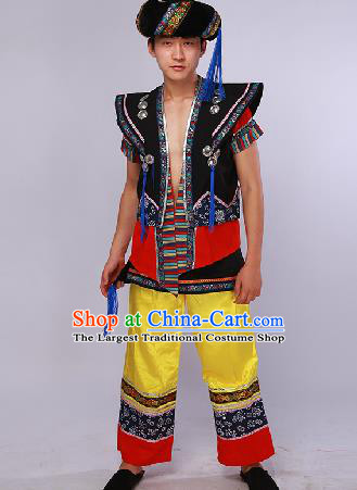 Chinese Traditional Ethnic Dance Costume Yi Nationality Stage Performance Clothing for Men