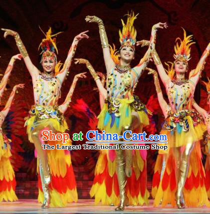 Chinese Traditional Ethnic Dance Costume Feather Dance Stage Performance Clothing for Women