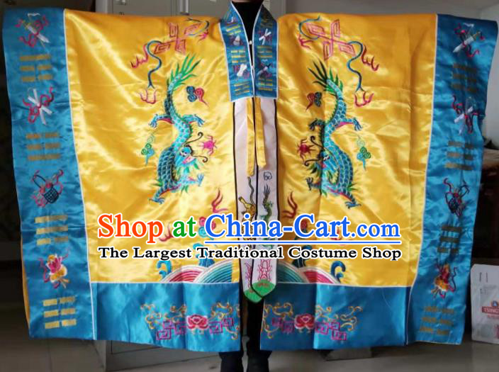 Chinese Traditional Taoism Costume National Taoist Priest Embroidered Dragon Cassock for Men