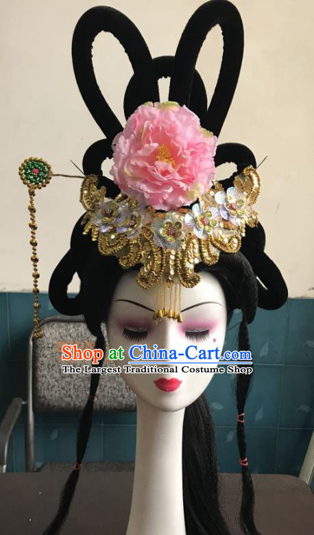 Chinese Traditional Beijing Opera Peri Tassel Hairpins and Wigs Sheath Peking Opera Princess Hair Accessories for Women