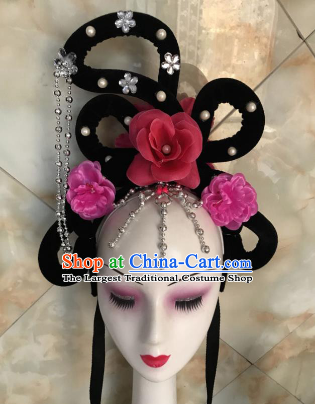 Chinese Traditional Beijing Opera Court Maid Wigs Sheath Peking Opera Princess Hair Accessories for Women