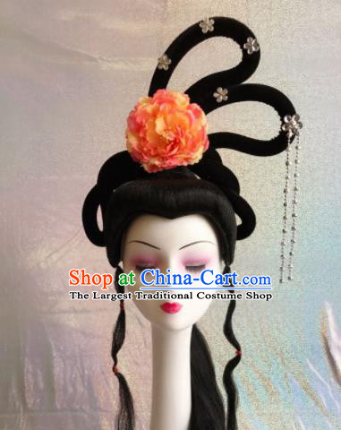 Chinese Traditional Beijing Opera Court Princess Hairpins Wigs Sheath Peking Opera Peri Hair Accessories for Women
