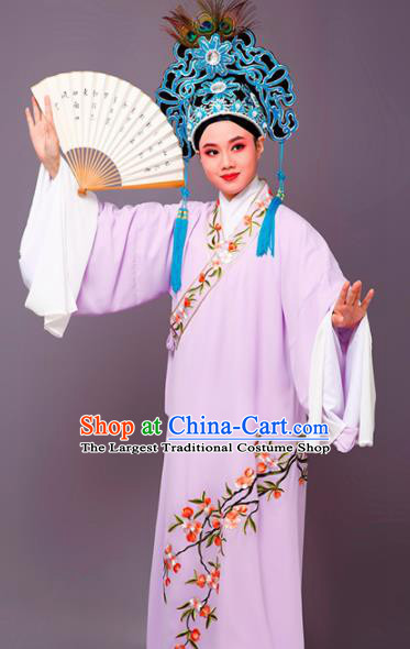 Chinese Traditional Peking Opera Niche Embroidered Cherrim Purple Robe Beijing Opera Scholar Costume for Men
