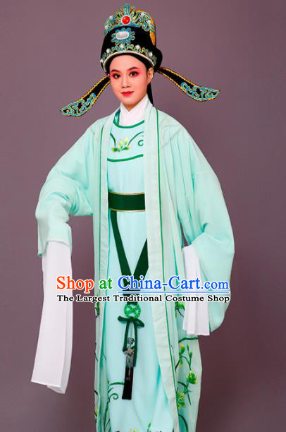 Chinese Traditional Peking Opera Embroidered Orchid Green Robe Beijing Opera Niche Costume for Men