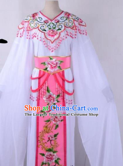 Chinese Traditional Shaoxing Opera Peri Embroidered Pink Peony Dress Beijing Opera Hua Dan Costume for Women