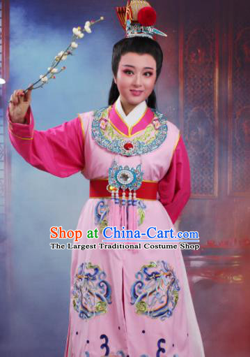 Chinese Traditional Peking Opera Crown Prince Embroidered Pink Robe Beijing Opera Niche Costume for Men
