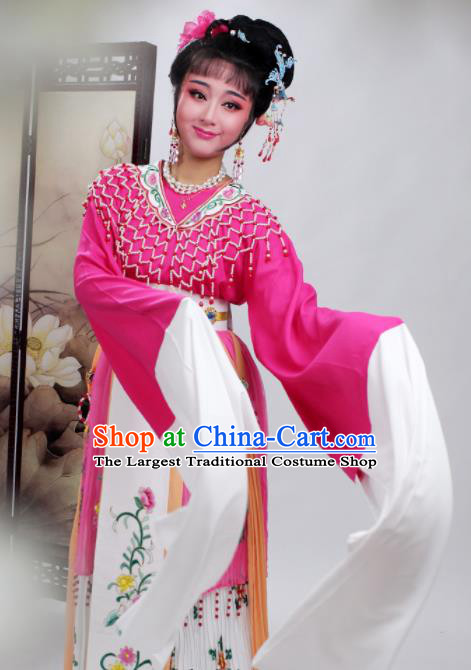 Chinese Traditional Huangmei Opera Princess Rosy Dress Beijing Opera Hua Dan Costume for Women