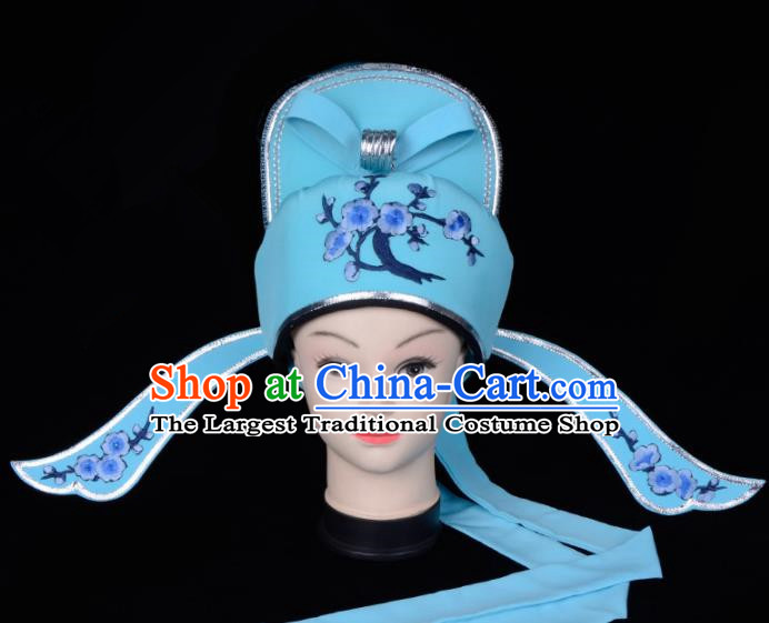 Chinese Traditional Beijing Opera Gifted Scholar Headwear Peking Opera Niche Green Hat for Men