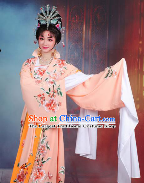 Chinese Traditional Shaoxing Opera Queen Embroidered Orange Dress Beijing Opera Hua Dan Costume for Women