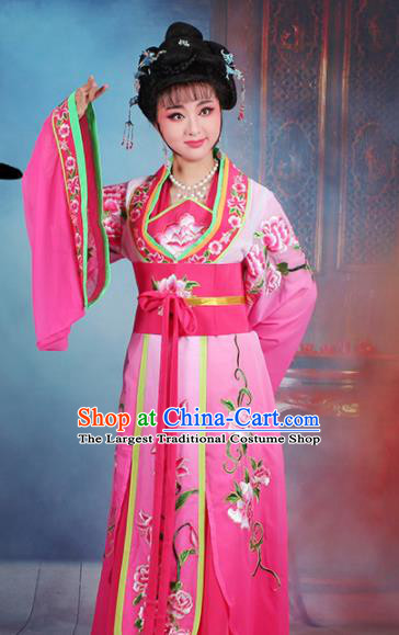 Chinese Traditional Shaoxing Opera Imperial Consort Embroidered Rosy Dress Beijing Opera Hua Dan Costume for Women