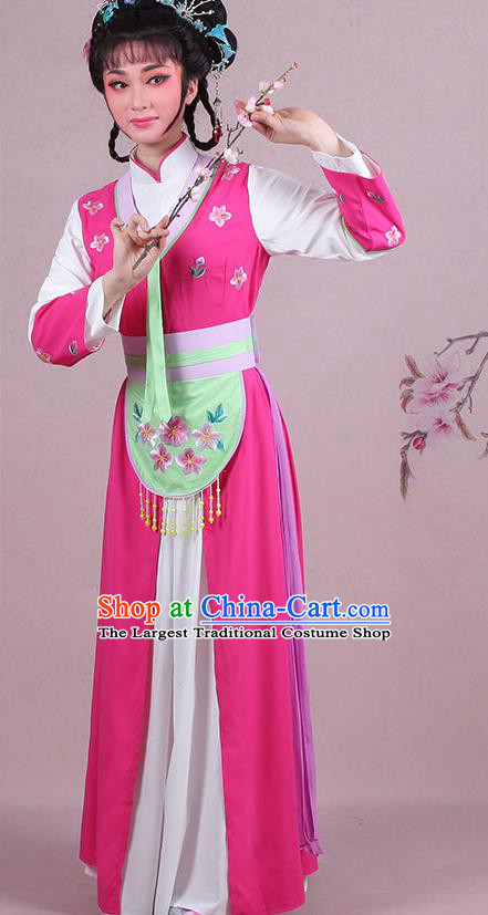 Chinese Traditional Shaoxing Opera Maidservants Embroidered Rosy Dress Beijing Opera Young Lady Costume for Women