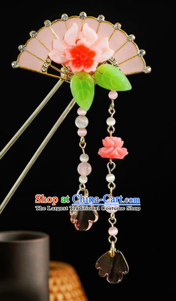 Chinese Traditional Hair Accessories Ancient Princess Pink Shell Lotus Hairpins for Women