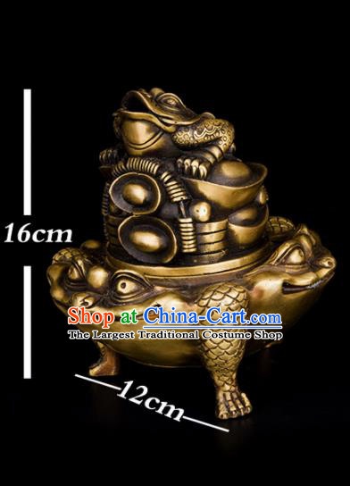 Chinese Traditional Taoism Brass Toad Incense Burner Feng Shui Items Bagua Censer Decoration