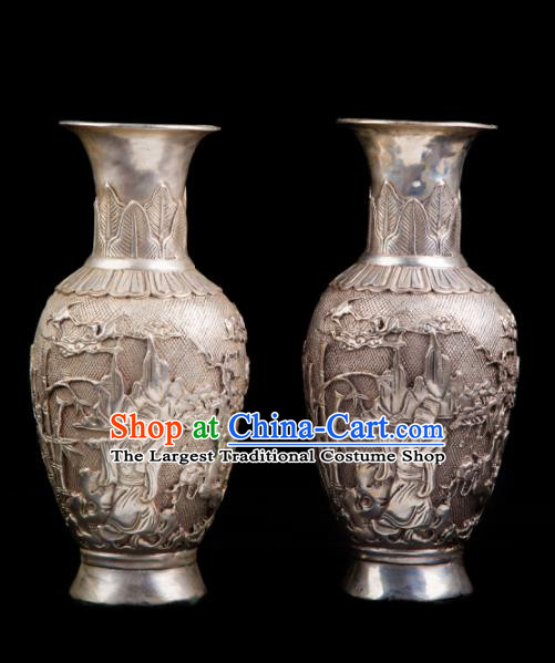 Chinese Traditional Feng Shui Items Taoism Bagua Cupronickel Carving Vase Decoration