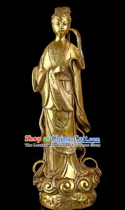 Chinese Traditional Feng Shui Items Brass Goddess Statue Decoration