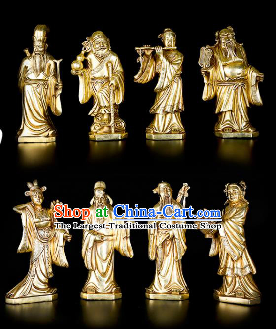 Chinese Traditional Feng Shui Items Taoism Brass Eight Immortals Crossing the Sea Statue Decoration