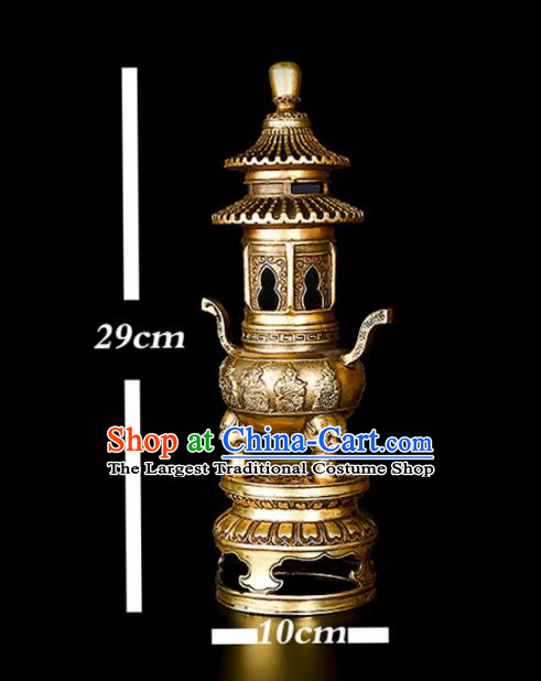 Chinese Traditional Taoism Bagua Brass Tower Incense Burner Feng Shui Items Censer Decoration