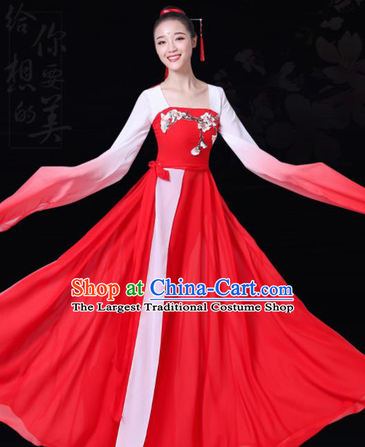 Chinese Traditional Lotus Dance Red Costume Classical Dance Group Dance Dress for Women