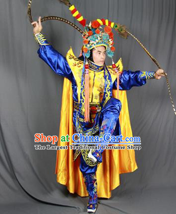 Chinese Traditional Sichuan Opera Embroidered Golden Cloak and Costume Face Changing Clothing Complete Set for Men