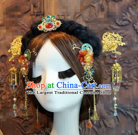 Chinese Traditional Palace Hair Accessories Complete Set Ancient Tassel Hairpins Headwear for Women