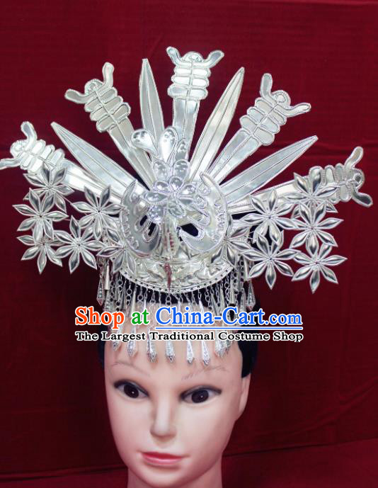 Traditional Chinese Hair Accessories Miao Nationality Sliver Flowers Phoenix Coronet Ethnic Female Hairpins for Women